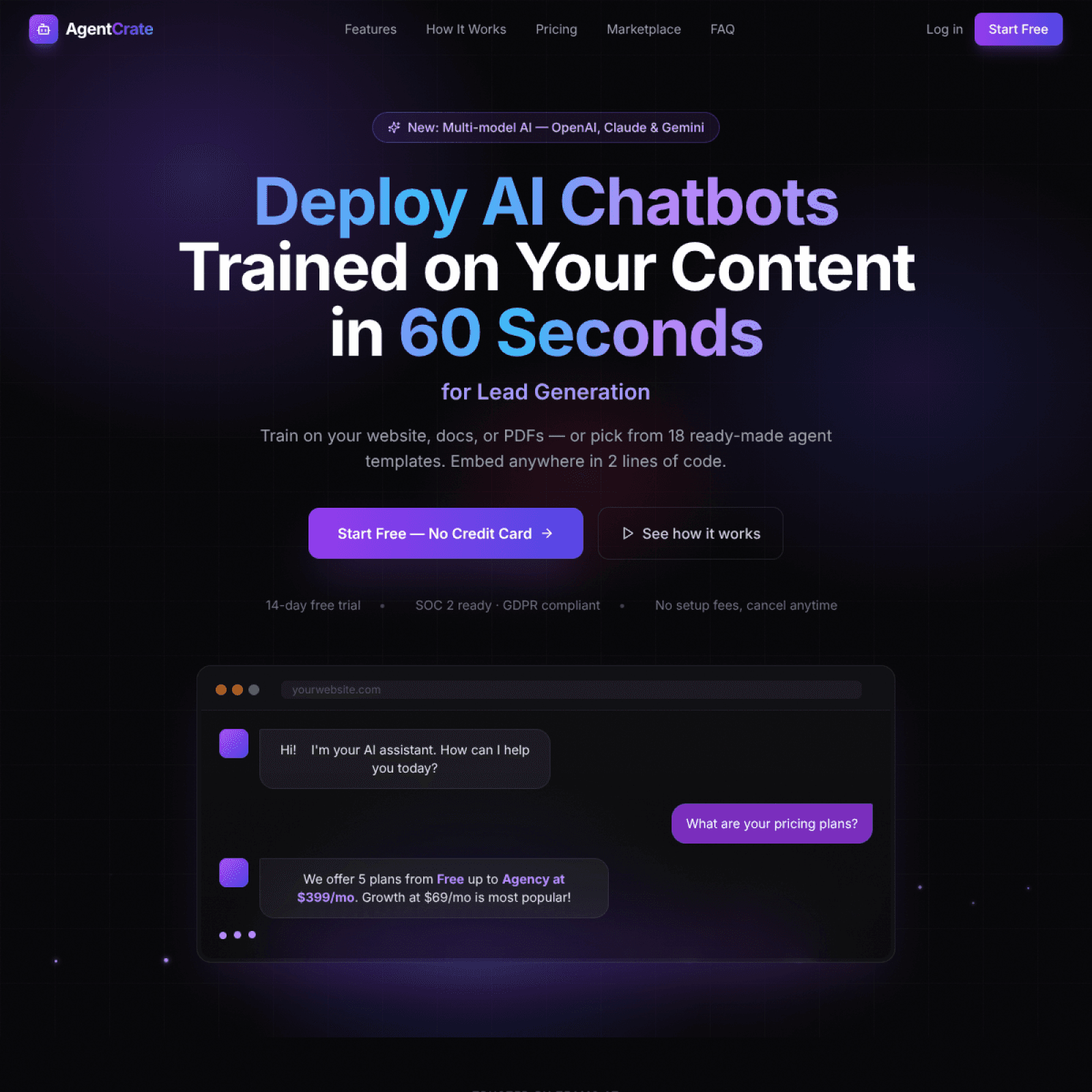 AgentCrate — AI Chatbot Platform